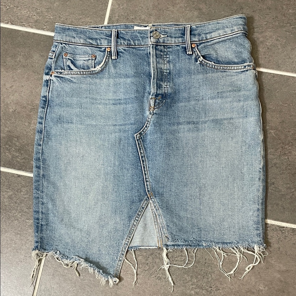 Mother Tomcat Slide Mini Fray Jean Skirt size 29 - Picture 2 of 12